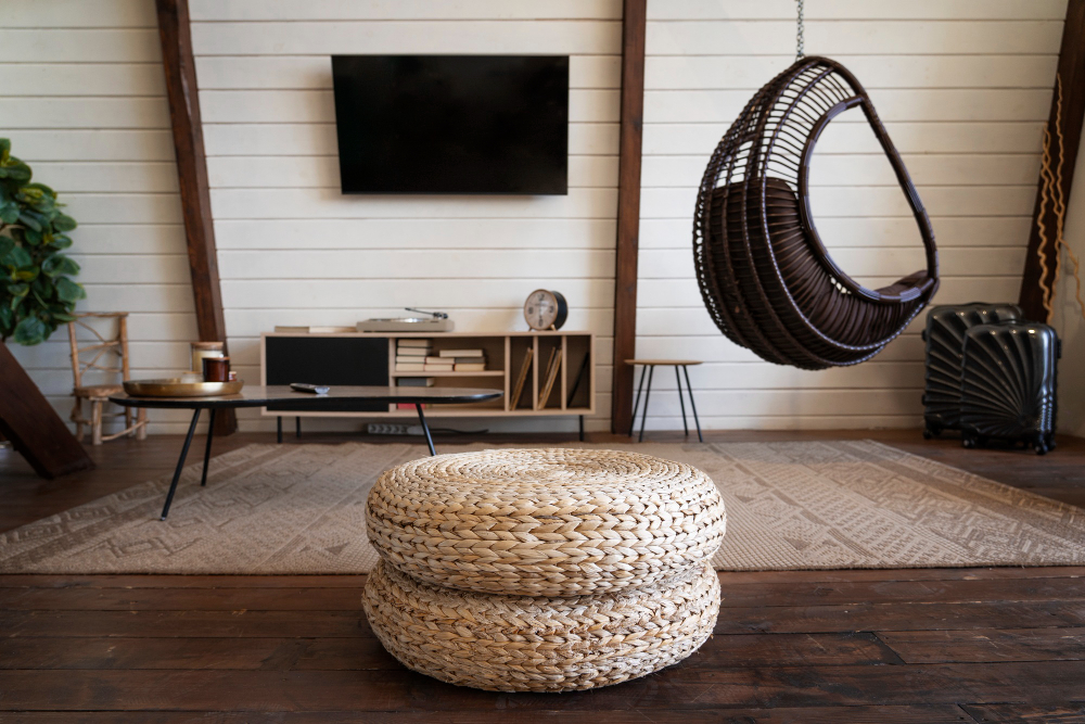 brown and white living room